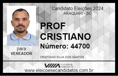 Candidato PROF CRISTIANO 2024 - ARAQUARI - Eleições