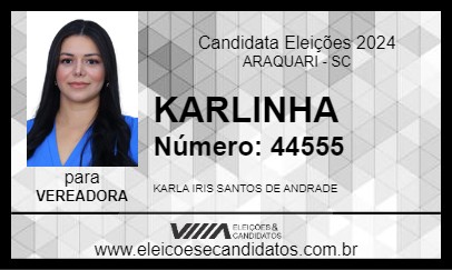 Candidato KARLINHA 2024 - ARAQUARI - Eleições