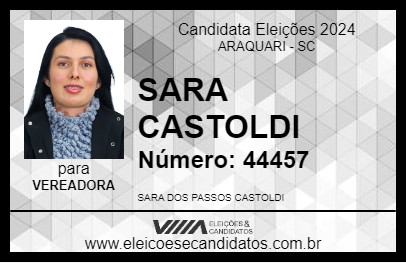 Candidato SARA CASTOLDI 2024 - ARAQUARI - Eleições