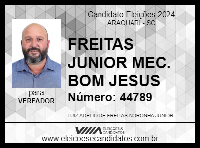 Candidato FREITAS JUNIOR MEC. BOM JESUS 2024 - ARAQUARI - Eleições