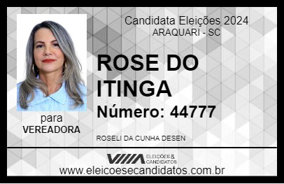 Candidato ROSE DO ITINGA 2024 - ARAQUARI - Eleições