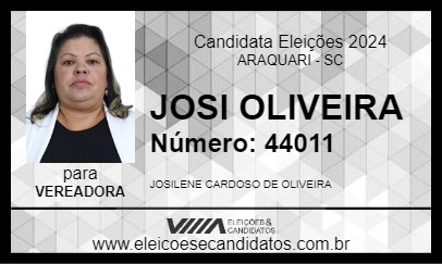 Candidato JOSI OLIVEIRA 2024 - ARAQUARI - Eleições