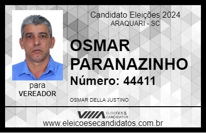 Candidato OSMAR PARANAZINHO 2024 - ARAQUARI - Eleições