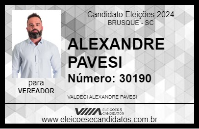 Candidato ALEXANDRE PAVESI 2024 - BRUSQUE - Eleições