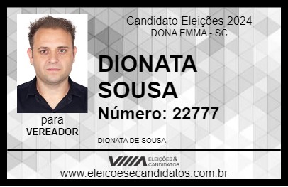 Candidato DIONATA SOUSA 2024 - DONA EMMA - Eleições