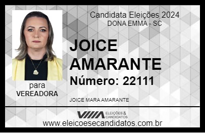 Candidato JOICE AMARANTE 2024 - DONA EMMA - Eleições