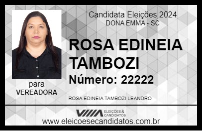 Candidato ROSA EDINEIA TAMBOZI 2024 - DONA EMMA - Eleições