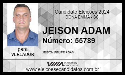 Candidato JEISON ADAM 2024 - DONA EMMA - Eleições