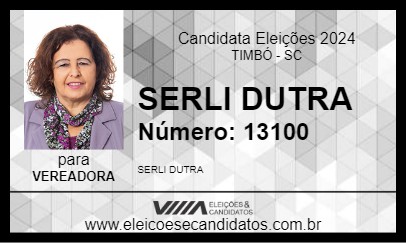 Candidato SERLI DUTRA 2024 - TIMBÓ - Eleições