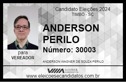 Candidato ANDERSON PERILO 2024 - TIMBÓ - Eleições