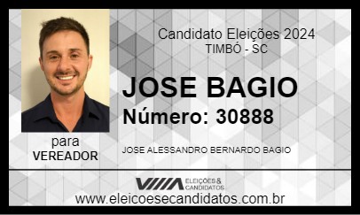 Candidato JOSE BAGIO 2024 - TIMBÓ - Eleições