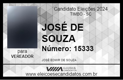 Candidato JOSÉ DE SOUZA 2024 - TIMBÓ - Eleições