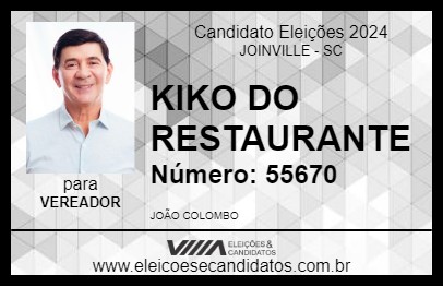 Candidato KIKO DO RESTAURANTE 2024 - JOINVILLE - Eleições