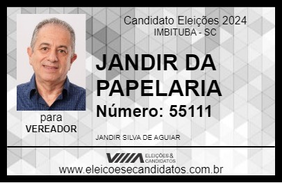 Candidato JANDIR DA PAPELARIA 2024 - IMBITUBA - Eleições