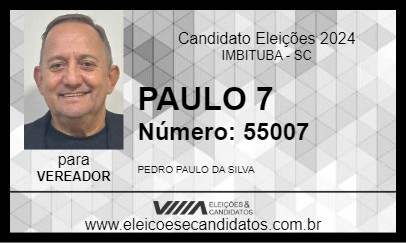 Candidato PAULO 7 2024 - IMBITUBA - Eleições