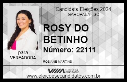 Candidato ROSY DO BETINHO 2024 - GAROPABA - Eleições