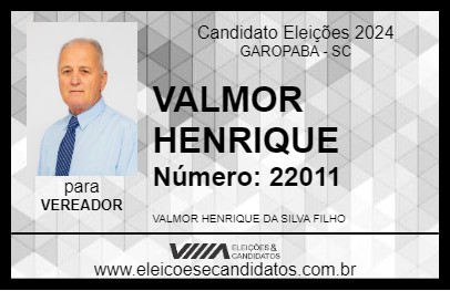 Candidato VALMOR HENRIQUE 2024 - GAROPABA - Eleições