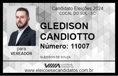 Candidato GLEDISON CANDIOTTO 2024 - COCAL DO SUL - Eleições