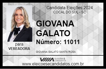 Candidato GIOVANA GALATO 2024 - COCAL DO SUL - Eleições