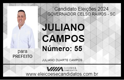 Candidato JULIANO CAMPOS 2024 - GOVERNADOR CELSO RAMOS - Eleições