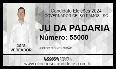 Candidato JU DA PADARIA 2024 - GOVERNADOR CELSO RAMOS - Eleições