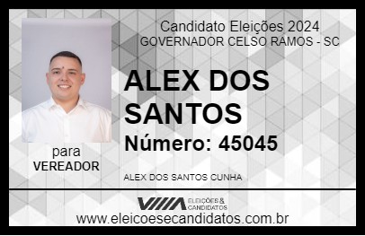 Candidato ALEX DOS SANTOS 2024 - GOVERNADOR CELSO RAMOS - Eleições