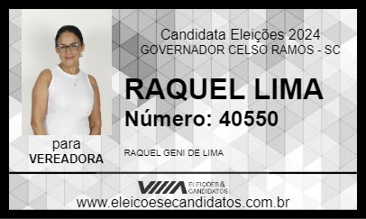 Candidato RAQUEL LIMA 2024 - GOVERNADOR CELSO RAMOS - Eleições