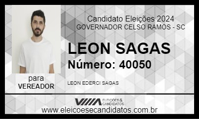 Candidato LEON SAGAS 2024 - GOVERNADOR CELSO RAMOS - Eleições