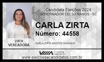 Candidato CARLA ZIRTA 2024 - GOVERNADOR CELSO RAMOS - Eleições