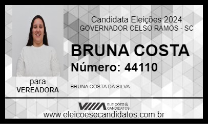 Candidato BRUNA COSTA 2024 - GOVERNADOR CELSO RAMOS - Eleições