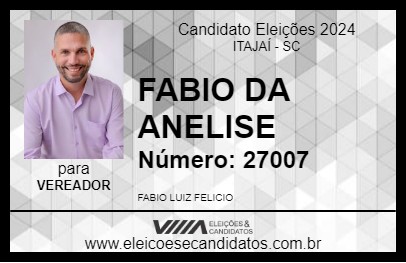 Candidato FABIO DA ANELISE 2024 - ITAJAÍ - Eleições