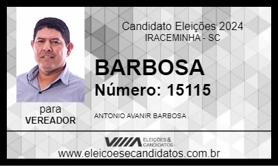 Candidato BARBOSA 2024 - IRACEMINHA - Eleições