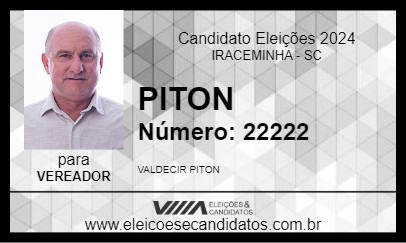 Candidato PITON 2024 - IRACEMINHA - Eleições