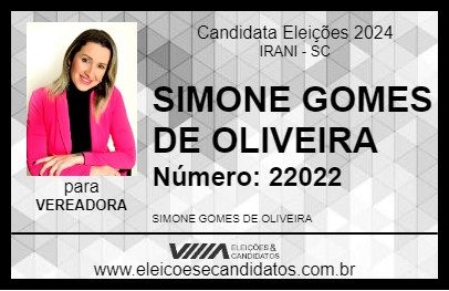 Candidato SIMONE GOMES 2024 - IRANI - Eleições