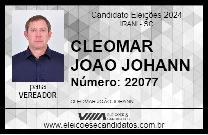 Candidato CLEOMAR JOAO JOHANN 2024 - IRANI - Eleições