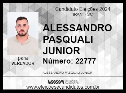 Candidato ALESSANDRO PASQUALI JUNIOR 2024 - IRANI - Eleições