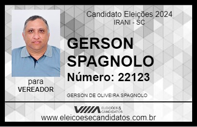 Candidato GERSON SPAGNOLO 2024 - IRANI - Eleições