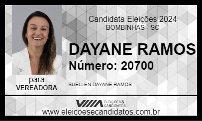 Candidato DAYANE RAMOS 2024 - BOMBINHAS - Eleições