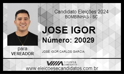 Candidato JOSE IGOR 2024 - BOMBINHAS - Eleições