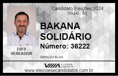 Candidato BAKANA SOLIDÁRIO 2024 - ITAJAÍ - Eleições