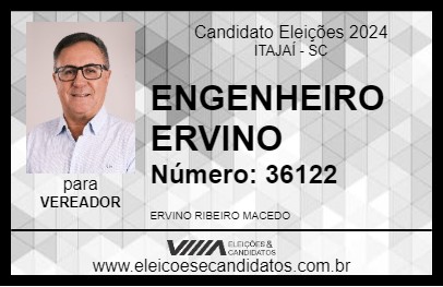 Candidato ENGENHEIRO ERVINO 2024 - ITAJAÍ - Eleições