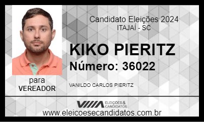 Candidato KIKO PIERITZ 2024 - ITAJAÍ - Eleições