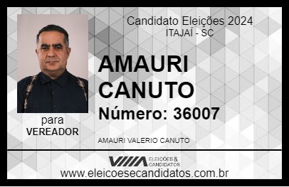 Candidato AMAURI  CANUTO 2024 - ITAJAÍ - Eleições