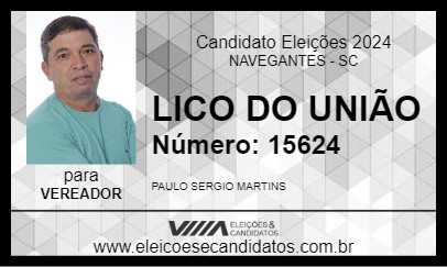 Candidato LICO DO UNIÃO 2024 - NAVEGANTES - Eleições