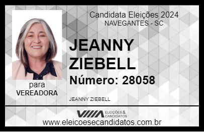 Candidato JEANNY ZIEBELL 2024 - NAVEGANTES - Eleições