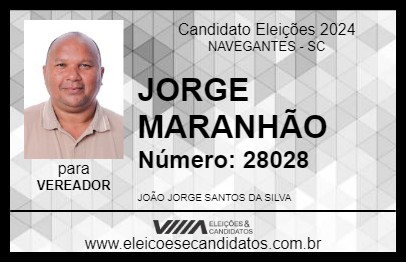 Candidato JORGE MARANHÃO 2024 - NAVEGANTES - Eleições