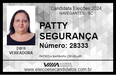 Candidato PATTY SEGURANÇA 2024 - NAVEGANTES - Eleições