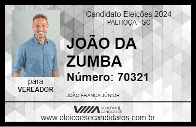 Candidato JOÃO DA ZUMBA 2024 - PALHOÇA - Eleições