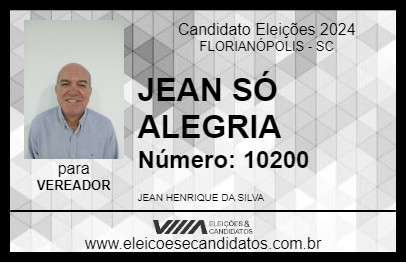 Candidato JEAN SÓ ALEGRIA 2024 - FLORIANÓPOLIS - Eleições