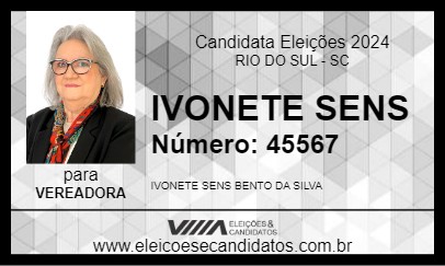 Candidato IVONETE SENS 2024 - RIO DO SUL - Eleições